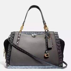 Coach Dreamer Two-Tone Gray and Black Snakeskin Bag